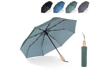 Parapluie en R-PET avec manche en bois véritable et au design emblématique. Sa monture en fibre de verre lui donne une excellente résistance au vent. Il s'ouvre automatiquement d'une simple pression sur le bouton. Le matériau chiné donne à ce paraplu...