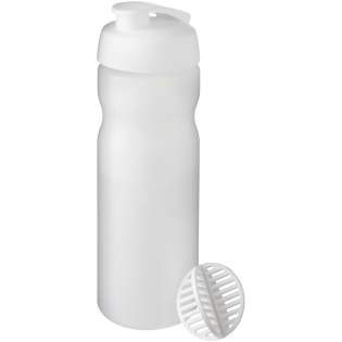 Single-wall sport bottle with shaker ball for the smooth mixing of protein shakes. Features a spill-proof lid with flip closure. Volume capacity is 650 ml. Made in the UK. BPA-free. EN12875-1 compliant and dishwasher safe.