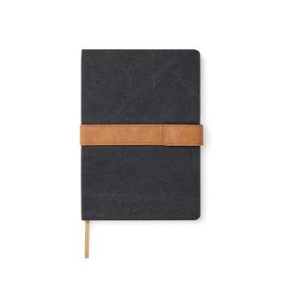 Take notes in style with our A5 notebook, featuring a canvas cover with a convenient PU-band and magnet closure. The notebook contains 80 sheets of 80 gsm RCS recycled paper with lined pages, making it perfect for all your note-taking needs. Made from 65% RCS (Recycled Claim Standard) certified recycled paper, the notebook is a responsible choice. The RCS certification ensures a fully certified supply chain of the recycled materials used, emphasising our commitment to responsible sourcing. The total recycled content of the notebook is based on its total weight.<br /><br />NotebookFormat: A5<br />NumberOfPages: 80<br />PaperRulingLayout: Lined pages