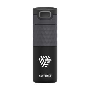 The ideal thermo bottle for when you’re on the go made by Kambukka® • excellent quality • beautiful design • handy size • vacuum insulated 18/8 stainless steel • BPA-free • keeps drinks hot for up to 9 hours and cold for up to 18 hours • 3-in-1 lid with 2 drinking positions: just press to take a quick sip, or open it completely to drink just as comfortably as from a mug, without spilling • easy to clean thanks to Snapclean®: just pinch and pull to remove the inner, dishwasher-safe mechanism • universal lid: also fits on other Kambukka® drinking bottles • the lid is heat-resistant and dishwasher-safe • rubberized grip • non-slip base • 100% leakproof • capacity 500 ml. • The black thermos cup cannot be provided with a laser engraving.  STOCK AVAILABILITY: Up to 1000 pcs accessible within 10 working days plus standard lead-time. Subject to availability.