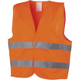 Waarschuwingsvest klasse 2, geschikt voor personen tussen 165 en 180 cm. Groot decoratievlak aan de voor- en achterzijde van het vest. Zichtbaarheidskleding voor professioneel gebruik. Fluorescerende achtergrond en reflecterende tape. Specificatie EN ISO 20471:2013+A1:2016. Deze kledingstukken zijn voorzien van een CE-markering om aan te tonen dat ze voldoen aan de EU-verordening 2016/425/EU Persoonlijke Beschermingsmiddelen Categorie II.