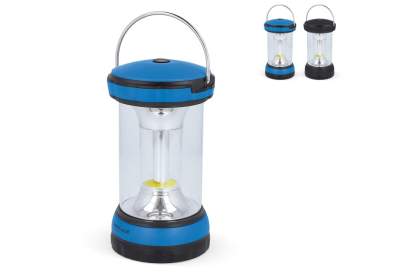 Robuuste maar zeer compacte tafellamp. Biedt een aangenaam licht door krachtig LED-licht. Een heldere LED-campinglamp is geschikt voor buitengebruik. Ook goed te gebruiken als noodverlichting tijdens stroomuitval. Inclusief batterijen.