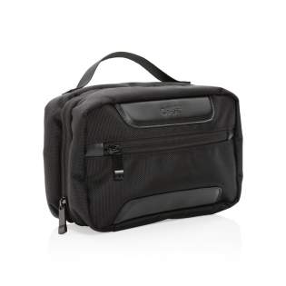 The Swiss Peak AWARE™ RPET Voyager toiletry bag is made from durable 1680D recycled polyester with rich PU details that give the toiletry bag a very sophisticated look. The toiletry bag has two roomy zipper compartments to hold all your toiletry essentials. The exterior is made from 1680D recycled polyester and the lining is 150D recycled polyester. With AWARE™ tracer that validates the genuine use of recycled materials. Each toiletry bag has reused 10.14 0.5L PET bottles. 2% of proceeds of each product sold containing AWARE™ will be donated to Water.org.<br /><br />PVC free: true