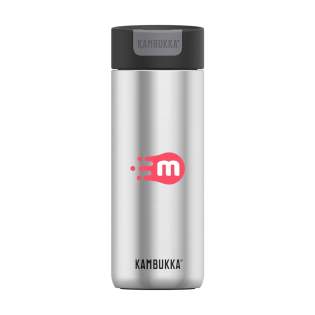 Vacuum insulated 18/8 stainless steel thermo bottle made by Kambukka®. An intelligent, simple and sleek design that suits everyone. • Handy Switch lid with 2 positions: open and closed, for optimal ease of use and an intelligent design that prevents leaks • excellent quality • BPA-free • keeps drinks hot for up to 9 hours and cold for up to 18 hours • easy to clean thanks to Snapclean®: just pinch and pull to remove the inner, dishwasher-safe mechanism • universal lid: also fits on other Kambukka® drinking bottles • the lid is heat-resistant and dishwasher-safe • 100% leakproof • capacity 500 ml.  STOCK AVAILABILITY: Up to 1000 pcs accessible within 10 working days plus standard lead-time. Subject to availability.