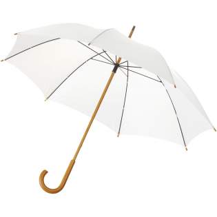 23" umbrella with wooden handle, wooden shaft and metal ribs.