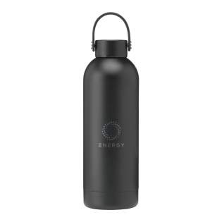 Double-walled water bottle/thermos bottle made from recycled stainless steel. Vacuum-insulated and leak proof. Finished with a matte, scratch-resistant powder coating. Suitable for keeping cold or hot drinks at temperature. RCS-certified. Total recycled material: 92%. Capacity 500 ml. Stainless steel can be recycled many times whilst retaining the quality of the material. By using recycled stainless steel, fewer new raw materials are needed. This means less energy consumption and less use of water. A responsible choice. Each item is supplied in an individual brown cardboard box.