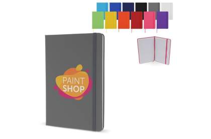 Classic design PU notebook with colour matching elastic strap and ribbon.  96 sheets of white lined FSC paper.