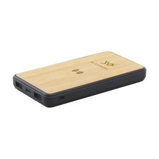 Power bank with the convenience of wireless charging. The casing of this product is made from recycled ABS with a top layer of bamboo. This charger comes with a Li-ion Polymer battery (10,000mAh) and 2 USB-A ports and a USB-C connection. Input: Type-C-DC5V/2.0A. Output: Dual USB-A-DC5V/2.1A. Wireless Output: 5W. Compatible with all mobile devices that support QI wireless charging. With indicator lights and an on/off button. Includes USB-C charging cable and a user manual. RCS-certified. Total recycled material: 33%. Each item is supplied in an individual brown cardboard box.