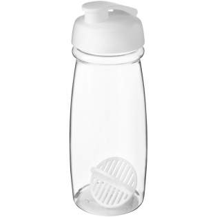 Single-wall sport bottle with shaker ball for the smooth mixing of protein shakes. Features a spill-proof lid with flip closure and curved bottle design. Volume capacity is 600 ml. Made in the UK. Packed in a home compostable bag. BPA-free.