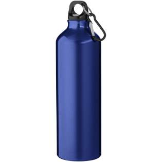 Staying hydrated at all times is possible with this durable yet lightweight 770 ml aluminium water bottle. It is the perfect companion while exercising, on day trips or at the office. The single wall Oregon bottle has a twist-on lid and offers plenty of space to add any kind of logo. Clip the attached carabiner (not suitable for climbing) securely to a bag to avoid losing it. BPA Free and tested and approved under German Food Safe Legislation (LFGB) and for phthalates content under REACH.