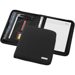 Portfolio with zipper closure, ring binder, document pockets and 20 pages lined notepad. Pen and accessoires not included.