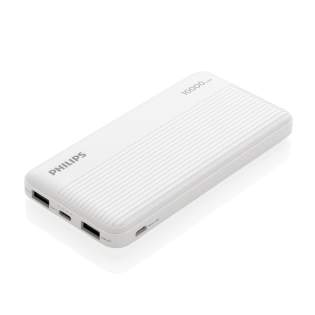 Philips 10.000 mAh powerbank with dual usb a output. Advanced safety protection and power indicators. Long lasting Li-Polymer battery. Input Micro-usb: 5V/2A Type-C input: 5v/2A Output USB-A: 5V/1A USB-A2: 5V/2.1A. Packed in Philips giftbox<br /><br />PowerbankCapacity: 10000