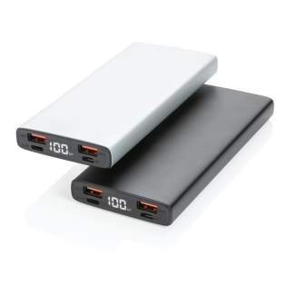 Laad al uw mobiele apparaten op met de hoogst mogelijke laadsnelheid. Deze aluminium 18W PD powerbank wordt geleverd met een supersnelle type C output en een QC 3.0 USB A output. Het item heeft een lithium-polymeerbatterij van 10.000 mAh om uw appara...