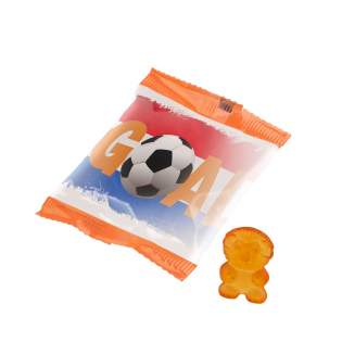 XXL fruit gummy in white foil, filled with approx. 20 g of orange XXL lions