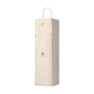 Wine box made from Paulownia wood. With sliding lid and cord. Suitable for 1 bottle of wine (0.75L). The wine box does not include wine. Each item is supplied in an individual brown cardboard box.