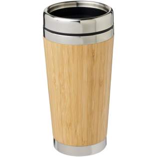 Double-walled insulated tumbler made from stainless steel and finished with a natural bamboo outer. It can keep drinks hot for up to 2 hours and cold for up to 4 hours. Drinking from it is easy with the press-on lid with sliding cover to close.