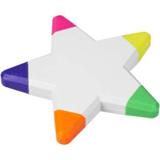 Five brightly coloured highlighters in a star shape.