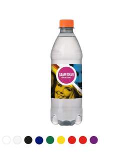 500 ml natural spring water in an R-PET bottle with screw cap.