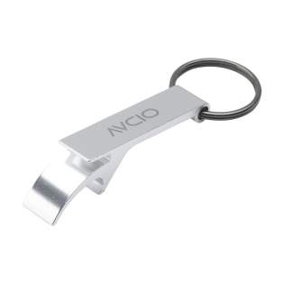 Lightweight opener made from recycled aluminium, with keyring. GRS-certificated. Total recycled material 79%. By using recycled aluminium, fewer new raw materials are used during the production of this product. This means less energy consumption and less use of water. A responsible choice.
