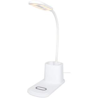 Bureaulamp met geïntegreerde draadloze oplader en potloodhouder. De lamp heeft 3 lichtstanden (warm/koud/medium) en kan in de hoogte worden versteld. De oplader heeft een draadloze output van 10 W en is compatibel met alle Qi-apparaten (iPhone 8 of hoger en Android-apparaten die draadloos opladen ondersteunen).