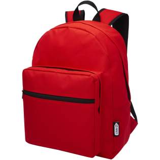 Durable backpack made of 100% recycled, post-consumer polyester which contributes to the reduction of plastic waste. Features adjustable shoulder straps, 2 zipper compartments, and a front zipper pocket. Approximately 15 bottles are recycled to make this bag.