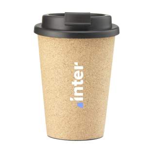 Reusable, double-walled coffee cup with screw and click opening. The inner wall is made from PP plastic. The outer wall is made from natural cork. Fits in the standard cupholders in cars, so handy for on the road. Reusable, BPA free and food Approved. Not dishwasher-safe. Capacity 350 ml. Each item is supplied in an individual brown cardboard box.