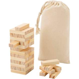 Bring fun, excitement, and a dash of suspense to any gathering with the Jumble wooden toppling tower game! Perfect for family game nights, parties, or a relaxed day with friends, this classic wooden block-stacking game challenges players to take turns pulling out blocks and stacking them on top without letting the tower tumble. Delivered with a cotton pouch.