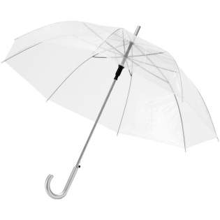 23" umbrella with metal frame, metal ribs and plastic handle.