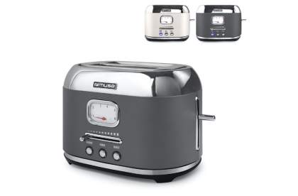 With this beautifully designed toaster from Muse you can put delicious toast on the table. This retro-style toaster is suitable for two toasts. The toaster is equipped with six toast settings, which are shown on the analogue display. The device also ...