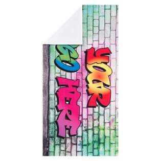 Auf diesem 100 x 50 cm großen, weichen Handtuch aus 50% Öko-Tex Baumwolle und 50% Polyester komm Ihr Logo mit einer vollflächigen CMYK Sublimation hervorragend ohne weißen Rand zur Geltung. Ein toller Werbeträger! 