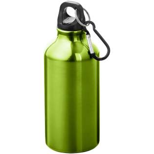 Staying hydrated at all times is possible with this durable yet lightweight 400 ml aluminium water bottle. It is the perfect companion while exercising, on day trips or at the office. The single wall Oregon bottle has a twist-on lid and offers plenty of space to add any kind of logo. Clip the attached carabiner (not suitable for climbing) securely to a bag to avoid losing it. BPA Free and tested and approved under German Food Safe Legislation (LFGB) and for phthalates content under  REACH.  