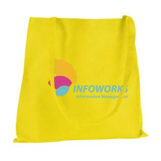 Shopping bag with long handles, made from an ultra light, non-woven material (80 g/m²).