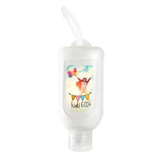 50 ml zonnebrandcrème spf30 in een flesje met siliconen hanger, waterresistent, met panthenol en vitamine E. Dermatologisch getest, geproduceerd in Duitsland volgens de Europese Cosmetica verordening 1223/2009/EG.