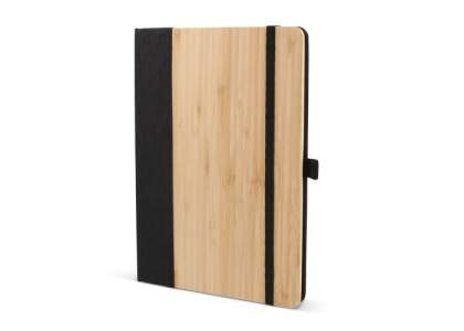 Discover sustainability with our Bamboo & R-PET Midi Notebook. Thoughtfully designed with a ribbon, elastic band closure, and lined cream-colored FSC paper inside. Embrace eco-conscious note-taking in style.