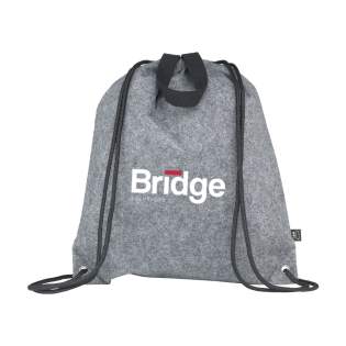 WoW! Backpack made from RPET felt (made from recycled PET bottles and recycled textiles). With drawstring and handy carrying loops. Capacity approx. 10 litres. GRS-certified. Total recycled material: 82%.