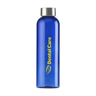 Transparent, BPA-free water bottle made from PCTG SK plastic. With stainless steel screw top. The sleek design catches the eye immediately and is extremely comfortable. Leakproof. Capacity 650 ml.