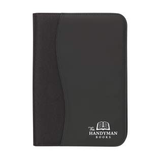 Conference/document folder made from 600D polyester/imitation leather in A4 format. With spacious storage, extra pocket on the back and zip closure. Incl. writing pad and ballpoint pen.