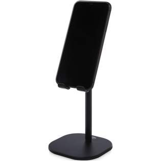 Phone/tablet stand made of aluminium and ABS plastic. Both the height and viewing angle can be adjusted, making this the perfect accessory for conference calls, broadcasts, live streaming, or simply to watch a movie. The bottom has anti-slip material to prevent it from moving. Delivered in a premium kraft paper box with a colourful sticker.
