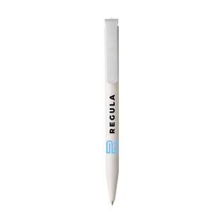 Stylo à bille à de la marque Senator®. Encre bleue. Le support mat est composé de granulés de PLA à base de canne à sucre et, est donc biodégradable. Le stylo est fabriqué selon des processus certifiés de la norme environnementale ISO 14001. Doté d'un clip / bouton-poussoir royal. Fabriqué en Allemagne.