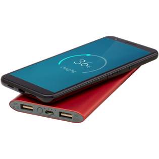 8000 mAh powerbank met aluminium behuizing. Ondersteunt 5 W draadloos opladen en wordt ook geleverd met Micro USB-uitgang om te kunnen opladen met een kabel. Met de lithiumpolymeerbatterij van 8000 mAh kan hij een smartphone meerdere keren volledig opladen. Powerindicator die te allen tijde het energieniveau weergeeft. Micro USB-ingang: 5 V/2 A-uitgang: 5 V/2A. Draadloze uitgang 5 W. Inclusief PVC-vrije TPE kunststof oplaadkabel. Geleverd in een standaardgeschenkverpakking.