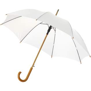 When looking for a stylish umbrella, Kyle is the answer. The automatic system allows the umbrella to be opened with one click. Furthermore, the umbrella consists of metal ribs and an elegant wooden shaft and handle. Kyle is available in different colours and provides multiple printing options. 