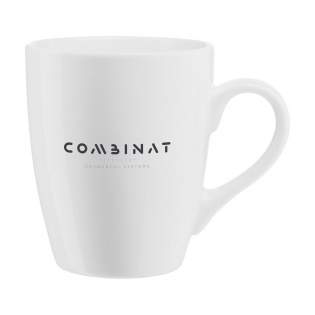 Tall, high quality ceramic mug. In all white or with a coloured exterior. Capacity 310 ml. Dishwasher safe. The imprint is dishwasher tested and certified: EN 12875-2.