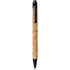 Eco friendly ballpoint pen with click action mechanism, with a barrel made of cork, and wheat straw trims that comes in a variety of colours. Wheat straw is left over stalk after wheat grains are harvested. This reduces the amount of plastic used, providing an Eco friendly alternative. The colour of the cork material may vary.