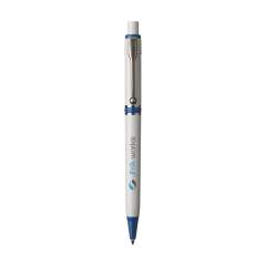 Blue ink ballpoint pen by Stilolinea®, with coloured tip, metal clip and trims. Made in Italy.