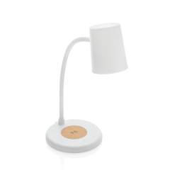 Chargeur sans fil 15W ultra-rapide avec lampe de bureau intégrée. La lampe de bureau flexible fournit 55 lumens et dispose de 3 modes d'éclairage (chaud, blanc et hybride). Fabriquée avec de l'ABS recyclé RCS, du PC recyclé et du liège FSC.  Chargement sans fil compatible avec les dernières générations d'Android, iPhone 8 et plus. L'article et les accessoires sont exempts de PVC. Câble de recharge de type C de 120 cm inclus, fabriqué à partir de TPE recyclé certifié RCS. Emballé dans une boîte kraft FSC® mix. Type-C in ; Input 5V/2A ; 9V/2A;12V/1.5A ; Wireless output 5V/1A;9V/1.1A ; 9V/1.67A (15W) Total recycled content : 36 % sur la base du poids total de l'article. La certification RCS garantit une chaîne d'approvisionnement entièrement certifiée pour les matériaux recyclés.<br /><br />WirelessCharging: true<br />Lightsource: LED<br />LightsourceQty: 12<br />PVC free: true