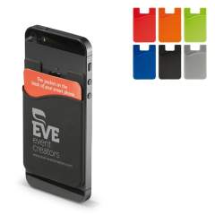 Silicone card holder. Easy to attach to the back of a smartphone with a 300LSE sticker.