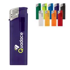 Briquet électronique rechargeable givré avec capot mat argenté. Avec sécurité enfants.