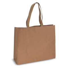 Sac shopping d'aspect naturel en papier kraft renforcé. Avec sa grande taille, il attire le regard sur votre logo. 