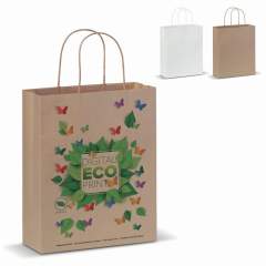 Kraft paper bag with handles made of twisted paper. FSC certified and made in Europe.