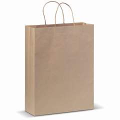 Kraft paper bag with handles made of twisted paper. FSC certified and made in Europe.